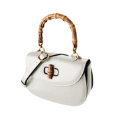 Bamboo Lock Leather Tote Bag - Small